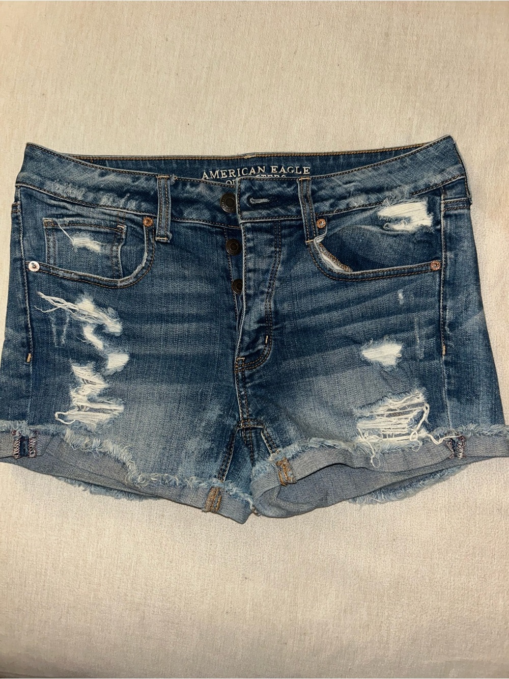 American Eagle Outfitters Ripped Dark Wash Denim Cutoff Shorts